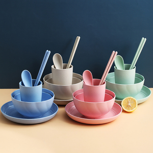 Hot bán thân thiện với môi ăn đặt phân hủy sinh học tấm cup Flatware với rơm lúa mì cho bảng sử dụng - Product Image 2