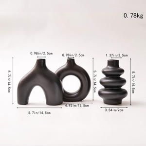 Vaso Moderno Piccolo Minimalista in Ceramica Bianca a Ciambella da Tavolo Finitura Opaca Decorazione per <span class=keywords><strong>Casa</strong></span> Matrimonio Cucina Ufficio Soggiorno - Product Image 4