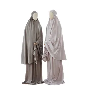 Set da preghiera musulmano felpa stile facile 2 pezzi preghiera Abaya set gonna Khimar abbigliamento islamico abito pray mat