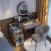 Coiffeuse intelligente avec chargeur sans fil et haut-parleur Bluetooth, table miroir LED 80/100/120 cm pour chambre à coucher