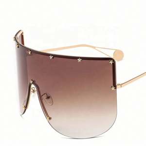 Gafas de Sol de Lujo con Montura Media y Remaches Degradados, Gafas de Sol Grandes para Mujer, Protección UV400, Gafas de Sol Metálicas Extra Grandes para Mujer 2021 - Product Image 4