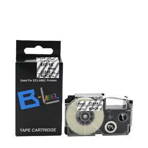 Boyeezon-cartucho de cinta de etiquetas Compatible con Casio XR-9X, 9mm, negro, transparente, KL-60L