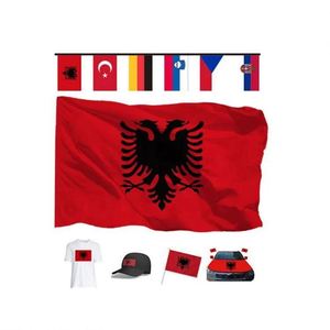 Novedades Artículos para Fanáticos 2026 Cubierta para Capó de Coche de Fútbol Bandera Bandera de Albania Portátil de Poliéster con Logotipo Personalizado para Agitar con la Mano - Product Image 1