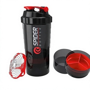 500ml PP <b>Protein</b> Shaker <b>Bottle</b> 3 Layer Mixing Cup With Lid Pill Compartment for Gym Sports Supplement Drinking - Product Image 1