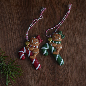 Pendentif en résine en forme d'homme en pain d'épices, ornement de Noël, décoration d'arbre, accessoire de couronne, ensemble - Product Image 3