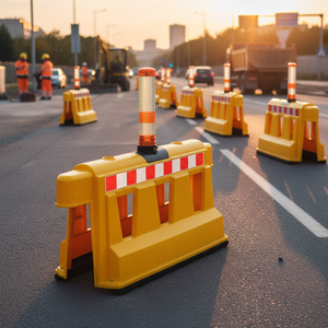 Ileritraffic Barrera de Seguridad Vial de PVC 40 x 100 x 60 cm, Delineador de Carriles 12524 FB R, Reflectante Amarillo de Grado Ingeniería - Product Image 3