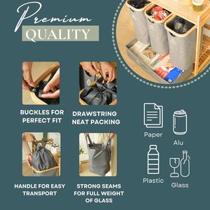 <span class=keywords><strong>Poubelle</strong></span> de recyclage combinée 4 sections en bambou à couvercle ouvert pour cuisine et <span class=keywords><strong>bureau</strong></span> - Grande capacité, poubelles et bacs de recyclage étanches pour usage intérieur - Product Image 3