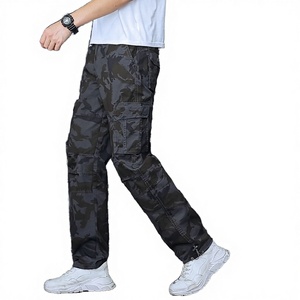 Pantalon cargo camouflage pour homme, taille élastique, plusieurs poches, respirant, coupe droite décontractée, toile mi-lourde - Product Image 3