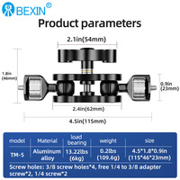 BEXIN Pince de fixation universelle à rotule double avec rotation à 360 degrés et adaptateur 1/4 pour mini-caméra, bras magique pour appareil photo et téléphone