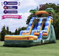 Toboggan aquatique gonflable sur mesure, grand modèle, en PVC imperméable, droit, personnalisé, ODM, blanc, avec piscine et souffleur