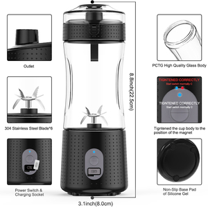 Nuevo Diseño Mini Licuadora Portátil con Batería de 4000mAh y 380ml para Jugos Frescos - Product Image 5