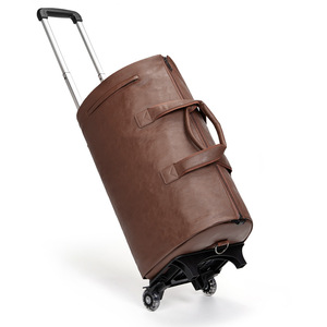 <b>Large</b> Capacity Roller Crossbody Travel Trolley Spinner <b>Suitcase</b> Luggage Bag PU Wheels Zipper <b>Light</b> Portable Storage Trolly Bag - Product Image 3