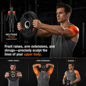 VIGFIT Disques de <span class=keywords><strong>musculation</strong></span> les plus vendus, plaques de <span class=keywords><strong>poids</strong></span> à triple grip avec revêtement PEV, disques de bumper pour haltères de <span class=keywords><strong>musculation</strong></span> et de bodybuilding - Product Image 5