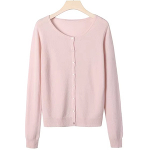 Cardigan personnalisé pour femme, manches longues, col rond, boutons sur le devant, élégant, automne-hiver, 100% cachemire, tricoté - Product Image 6