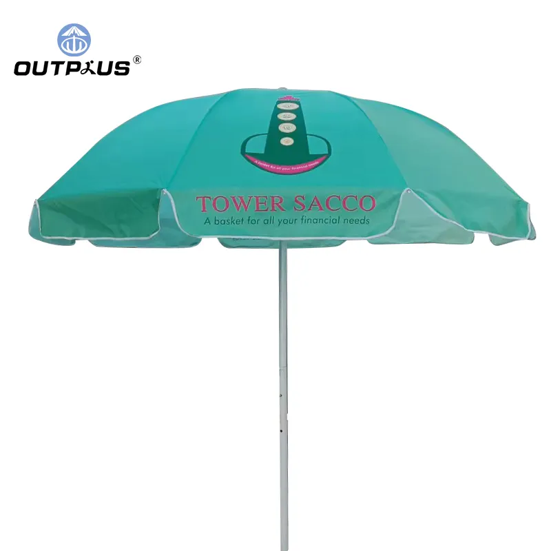 Parapluie de plage personnalisé en aluminium pratique publicité extérieure pôle pièces soleil exposition Parasol parapluie publicitaire