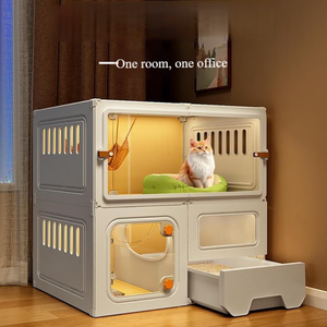 Villa <span class=keywords><strong>pour</strong></span> <span class=keywords><strong>chat</strong></span> moderne à double étage <span class=keywords><strong>avec</strong></span> <span class=keywords><strong>toilette</strong></span> intégrée, en ABS écologique, <span class=keywords><strong>pour</strong></span> salon, 70x45x70cm - Product Image 3