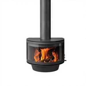 Cheminée suspendue moderne en acier pour décoration intérieure de villa, sans fumée, écologique, rotative, à l'éthanol/au bois - Product Image 1