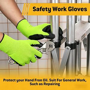 Guantes de Trabajo Resistentes a Pinchazos con Forro de Poliéster 13G, Palma Recubierta de Látex Antiarrugas, Agarre Firme y Muñequera Tejida Cómoda - Product Image 2