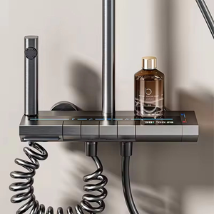 OEM New LED Display Gray Aluminium Rectangle <strong>Shower</strong> <strong>Head</strong> Set Massage Jet Spray Metered Faucets Hotel Apartment Thermostatic - Product Image 6