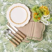 Nappe, sets de table et serviettes en polyester de haute qualité, imprimé feuilles de palmier, durables, idéales pour les barbecues en plein air
