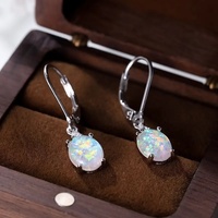 Nuevos Pendientes de Ópalo Shino para Mujer, Microincrustaciones de Circonio, Aleación de Zinc, Baño de Platino, Joyería de Alta Calidad