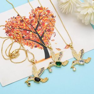 Collier pendentif <span class=keywords><strong>colibri</strong></span> en zircon tendance, diamant multicolore, <span class=keywords><strong>petit</strong></span> oiseau, collier émeraude, accessoires de bijoux exquis pour femmes - Product Image 3