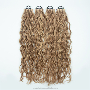 Curly European Full Pu Skin Weft Russian Human Hair <b>Tape</b> Hair Extension Inject Invisible Skin Weft <b>Tape</b> in Human Hair Extensions - Product Image 2