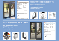 Puerta de Entrada de Aluminio de Estilo Europeo Moderno, Certificada por NFRC, Puerta Exterior Abatible con Triple Acristalamiento