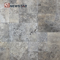 Newstar Pierre Naturelle Marbre Gris Argent Travertin Pavés Dalle Carreaux Extérieur Gris Argent Travertin Pavés