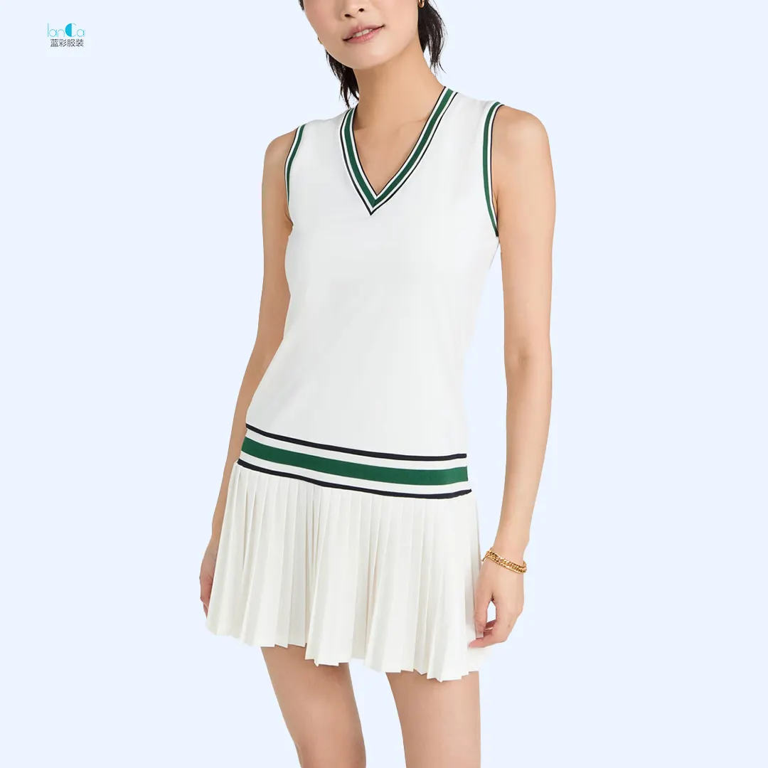 Lancai Newest lady Printed Golf Tennis Dress Wear Apparels Sports Skirts Badminton Lawn Tennis Sports Wear Tennis Dress