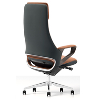 Chaise de Bureau de Direction Luxe Moderne Ergonomique Réglable en Véritable Cuir Marron avec Accoudoirs pour Bureau et Maison