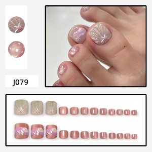 Tips kuku persegi berlapis resin 3D dengan desain bintang laut, warna pink nude, motif mata kucing, untuk musim panas di tepi pantai, sudah dirancang sebelumnya.