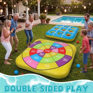 Oferta Especial: Juego de Piscina Inflable 2 en 1, Gigante Tic Tac Toe con Bolsas de Frijoles, Juguete Acuático Flotante de Doble Cara, Plegable para Verano - Product Image 4