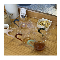 Mug à thé en verre borosilicate de 240 ml, design moderne et minimaliste, résistant à la chaleur, passe au lave-vaisselle, cadeau élégant avec poignée en forme de cœur