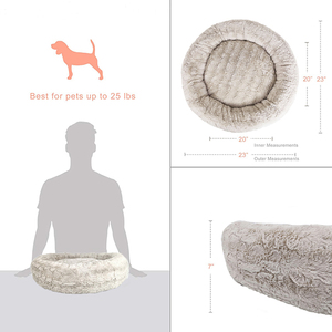 YangyangPet Luxury Ultra extraíble lavable cremallera redonda suave calmante Donut lavable mascota para cama de perro con cama de perro - Product Image 3