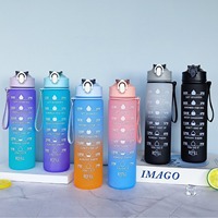 Ensemble de trois bouteilles d'eau sportives en PC de 800 ml, résistantes aux hautes températures, cylindriques, dégradé numérique, givrées