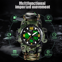 Reloj de Supervivencia Táctico Multifuncional 23 en 1 para Exteriores, Reloj de Pulsera para Escalada en Roca, con Brújula, Termómetro, para Hombre