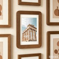 Cadre photo incassable en MDF finition chêne 4x6 pouces (compatible avec 7-5-3 photos) avec passe-partout, plexiglas et kit de suspension couleur noyer