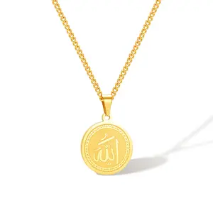 Stainless Steel Gold Filled Round Medallion Pendant With Chain Bangkok Thailand Fashionable Jewelry Stainless Necklace