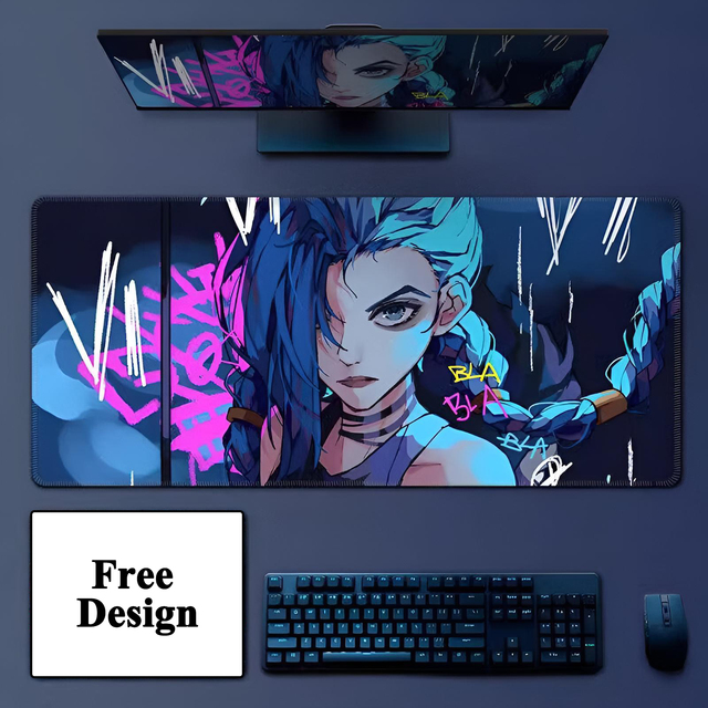 Custom Thickened Non Slip Rubber Gaming Mouse Pad Edge Locked Design Cartoon Anime Jinx Mat Student Gaming Desktop Stock Water