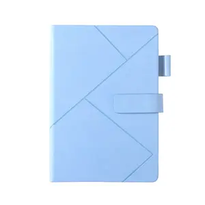 New Design PU A5 PVC splicing Faux Leather Buckle business minimalist notepad