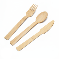 Échantillon gratuit de fourchette, couteau et serviette biodégradables 3 en 1, ensemble de couverts en bois de bambou