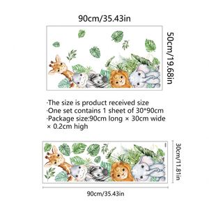 Autocollants muraux en PVC d'animaux de dessin animé, girafe, lion et éléphant, pour les chambres d'enfants, autocollants adhésifs, décoration artistique pour la crèche et la maison - Product Image 2