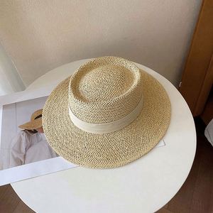 Wholesale <b>Flat</b> Top <b>Hat</b> Female Summer Seaside Vacation Sunshade Sun Straw <b>Hats</b> Summer Women Beach <b>Hats</b> - Product Image 2