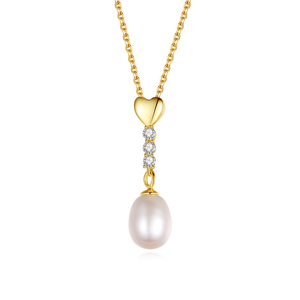 สร้อยคอทองชุบ PAG&<span class=keywords><strong>MAG</strong></span> ประดับมุกน้ำจืดรูปหัวใจสำหรับผู้หญิง ปี 2024 - Product Image 1