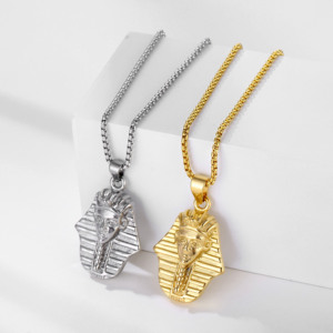 Bijoux moulés à la mode or 18 carats argent Hiphop Statue de la liberté en acier inoxydable pharaon égyptien crâne main pendentif collier à breloques - Product Image 4