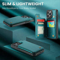 Étui de téléphone magnétique en cuir à rabat avec blocage RFID et porte-cartes CaseMe pour iPhone 15 Pro Max, iPhone 15 et iPhone 16