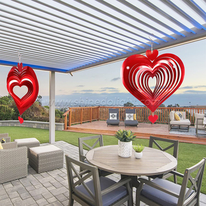 In acciaio inossidabile 3D rotante in metallo dinamico pendente filatore del vento per giardino decorazione di arte cuore rosso carillon cacciatore di vento - Product Image 4