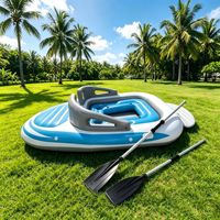 Bateau de pêche gonflable portable en PVC, annexe gonflable en caoutchouc avec pagaies et siège confortable pour sports nautiques sur lac et rivière