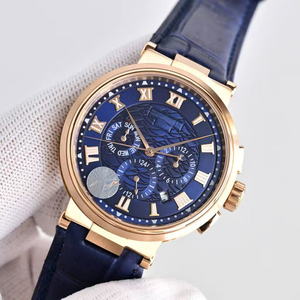Reloj de Lujo para Hombre de Alta Calidad, Gran Venta, Cronógrafo Automático, Cristal de Zafiro, Caja de Oro Rosa, Esfera Azul Ondulada, Resistente al Agua, Luminoso - Product Image 2